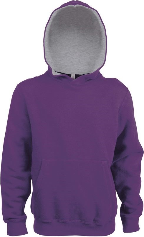 Kariban Kinder hooded sweater met gecontrasteerde capuchon