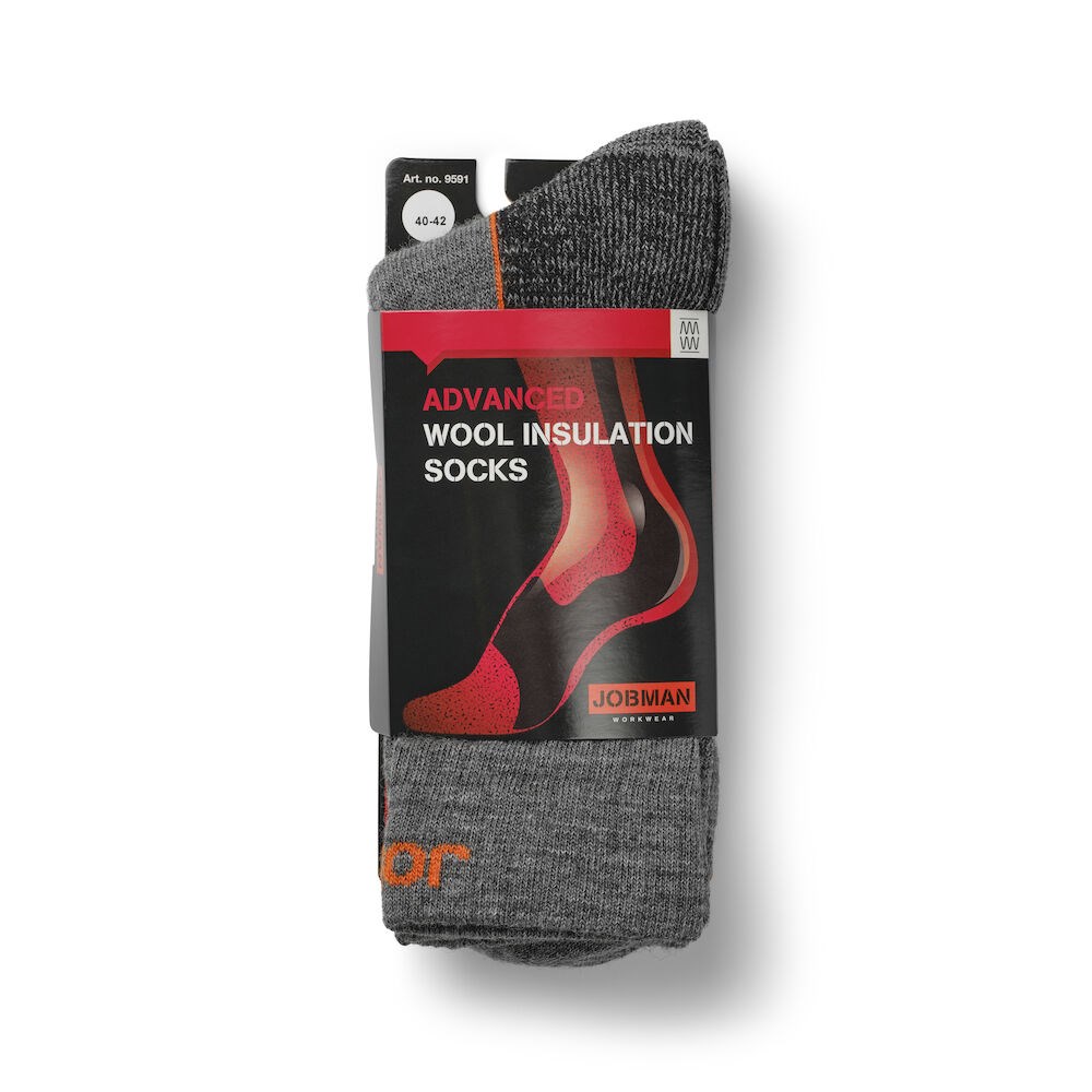 Jobman - 9591 Wool Socks Donkergrijs/Zwart 37/39